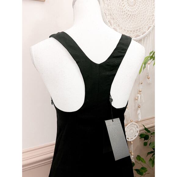 Halston Mazie Racer Back Linen Dress Black Size Small NWT - Picture 7 of 7